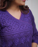 Premium Cotton Chikankari Angrakha Kurti Pant Set For Women