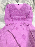 Premium Cotton Chikankari Angrakha Kurti Pant Set For Women