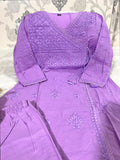 Premium Cotton Chikankari Angrakha Kurti Pant Set For Women