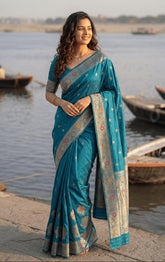 Premium Banarasi Soft Silk Saree with & Jacquard Border