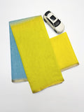 Soft Linen Digital Print Saree with Gold Zari Border & Matching Blouse