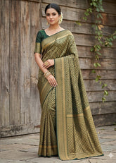 Elegant Soft Lichi Silk Banarasi Saree with Jacquard Work & Rich Pallu