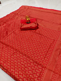 Elegant Soft Lichi Silk Banarasi Saree with Jacquard Work & Rich Pallu
