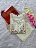 Roman Silk Kurti Pant Dupatta Set with Embroidery Sequins Work