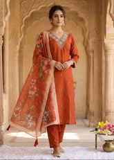 Premium Ethnic Wear Kurti Pant Dupatta Set
