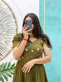 Pure Mull Cotton Gown with Maggam Work