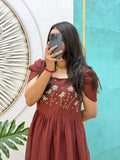 Pure Mull Cotton Gown with Maggam Work