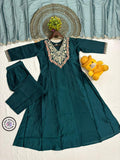 Premium Chinon Top Bottom Set for Women with Embroidered Dupatta
