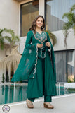 Premium Chinon Top Bottom Set for Women with Embroidered Dupatta