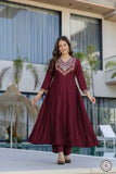 Premium Chinon Top Bottom Set for Women with Embroidered Dupatta