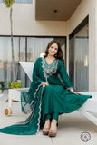 Premium Chinon Top Bottom Set for Women with Embroidered Dupatta