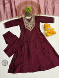 Premium Chinon Top Bottom Set for Women with Embroidered Dupatta