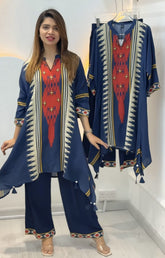 Designer Party Wear Cotton Cord Set with Printed Pants