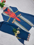 Designer Party Wear Cotton Cord Set with Printed Pants