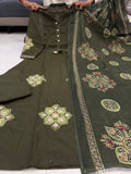 Premium Jaipuri Soft Cotton Ajrakh Patch Work Kurti Pant Dupatta Set