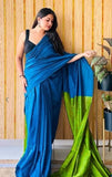 Pure Khadi Cotton Handloom Saree with Contrast Blouse Piece
