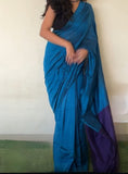 Pure Khadi Cotton Handloom Saree with Contrast Blouse Piece