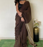 Pure Khadi Cotton Handloom Saree with Contrast Blouse Piece