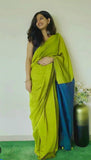Pure Khadi Cotton Handloom Saree with Contrast Blouse Piece