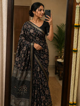 Heavy Dull Marshmallow Saree with Floral Print & Jacquard Border