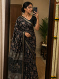 Heavy Dull Marshmallow Saree with Floral Print & Jacquard Border