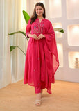 Premium Pure Cotton Embroidered Kurti Pant Dupatta Set