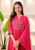 Premium Pure Cotton Embroidered Kurti Pant Dupatta Set