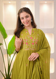 Premium Pure Cotton Embroidered Kurti Pant Dupatta Set