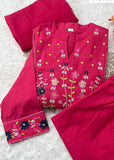 Premium Pure Cotton Embroidered Kurti Pant Dupatta Set