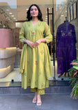 Designer Ethnic Roman Silk Kurti Pant Dupatta Set