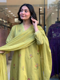 Designer Ethnic Roman Silk Kurti Pant Dupatta Set