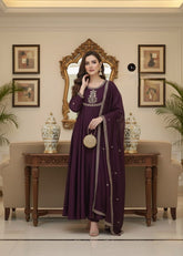 Premium Anarkali Kurta Pant Dupatta Set with Zari Weaving
