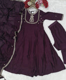 Premium Anarkali Kurta Pant Dupatta Set with Zari Weaving