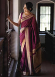 Premium Lichi Silk Saree with Rich Woven Pallu & Designer Blouse