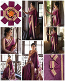Premium Lichi Silk Saree with Rich Woven Pallu & Designer Blouse