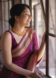 Premium Lichi Silk Saree with Rich Woven Pallu & Designer Blouse
