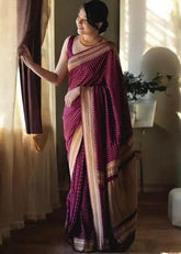 Premium Lichi Silk Saree with Rich Woven Pallu & Designer Blouse