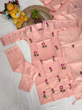 Embroidered Kurti Pant Dupatta Set with Chanderi Dupatta
