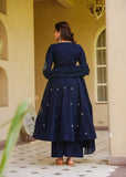 Elegant Roman Silk Anarkali Gown Style Suit Set with Dupatta