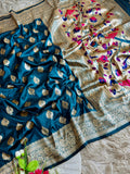 Mor Paithani Silk Saree with Meena Paithani Pallu, Peacock Motifs & Border Butti Blouse