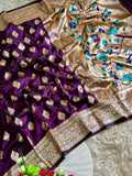 Mor Paithani Silk Saree with Meena Paithani Pallu, Peacock Motifs & Border Butti Blouse