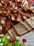 Mor Paithani Silk Saree with Meena Paithani Pallu, Peacock Motifs & Border Butti Blouse