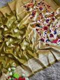Mor Paithani Silk Saree with Meena Paithani Pallu, Peacock Motifs & Border Butti Blouse