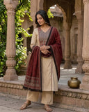 Jaipuri Cotton Kurta Pant Dupatta Set for Women