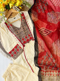 Jaipuri Cotton Kurta Pant Dupatta Set for Women