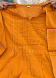 Premium Cotton Printed Kurti Pant Dupatta Set with Handwork