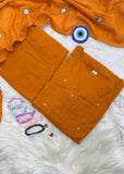 Premium Cotton Printed Kurti Pant Dupatta Set with Handwork