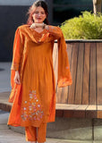 Premium Cotton Printed Kurti Pant Dupatta Set with Handwork