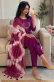 Women's Chanderi Silk Kurta Pant Dupatta Set
