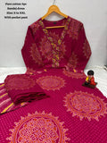 Pure Jaipuri Cotton Kurti Pant Dupatta Set